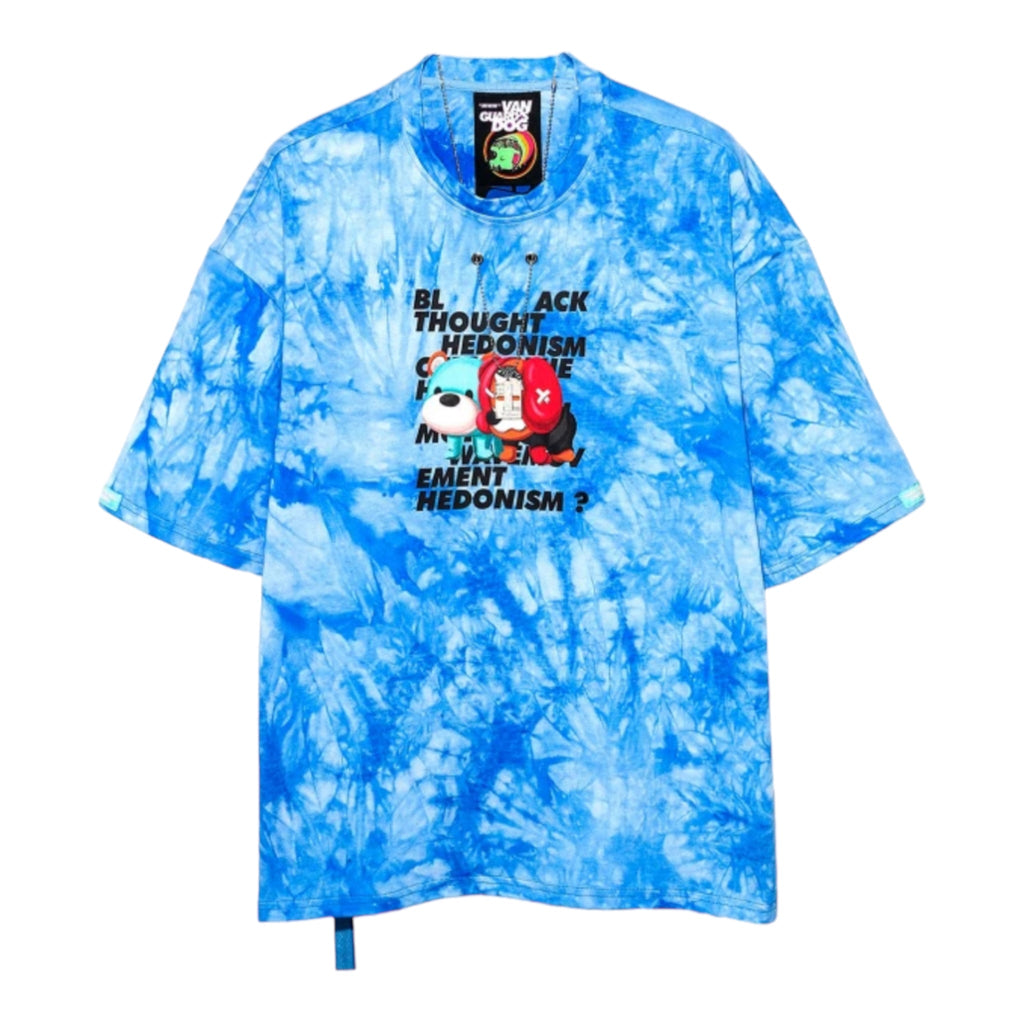 T-SHIRT MOD WAVE MOVEMENT TIE DYE AZZURRO "CANE CON COLLANA VANGUARD'S"