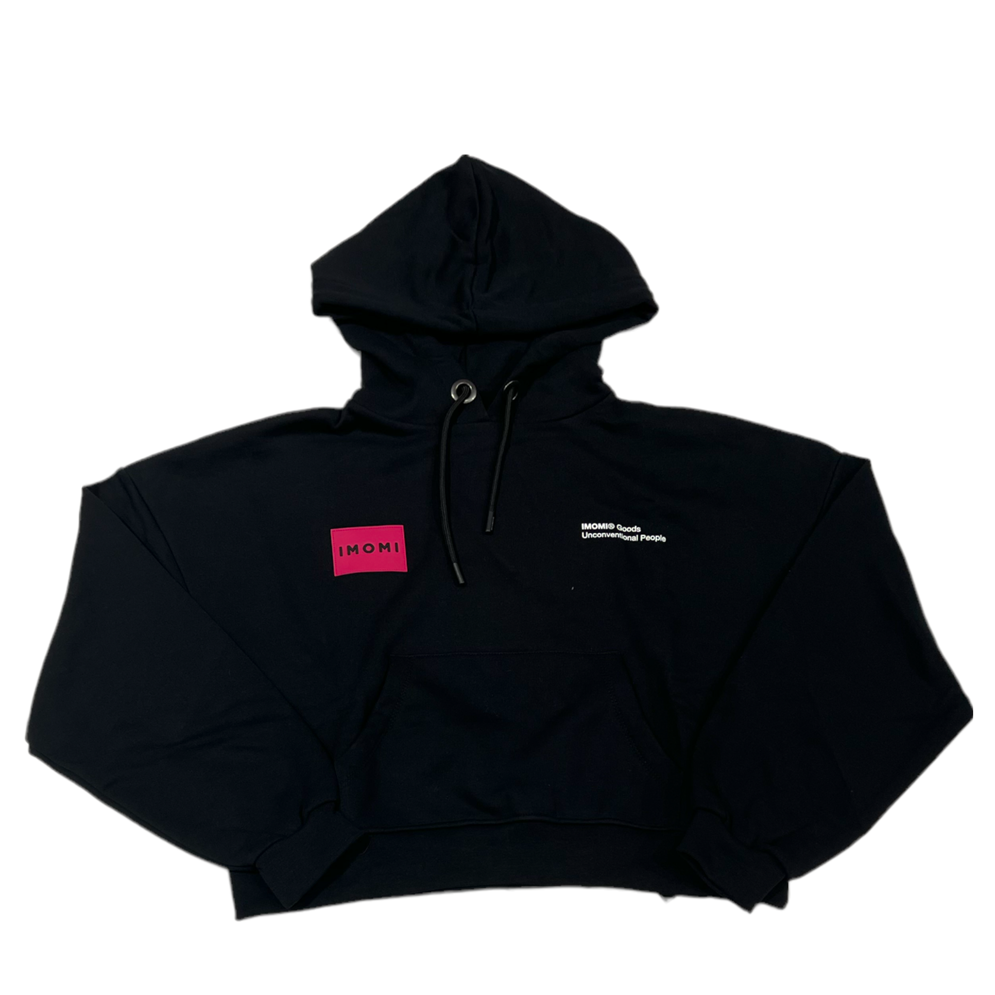 FELPA CROP DA DONNA IMOMI BASIC NERA CON CAPPUCCIO