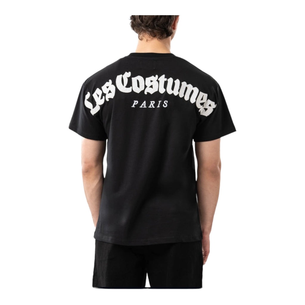 T-SHIRT LES COSTUMES PARIS DA UOMO NERA “STAMPA FRONTALE E APPLICAZIONE”